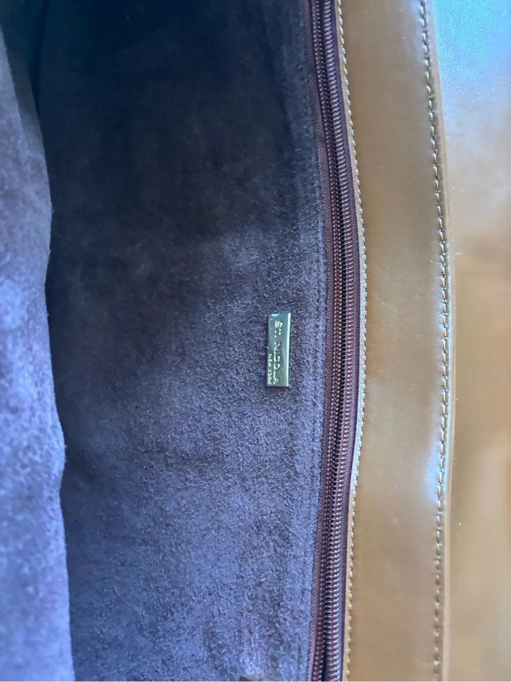 Brown Leather Clutch with Gold Hardware Oversized